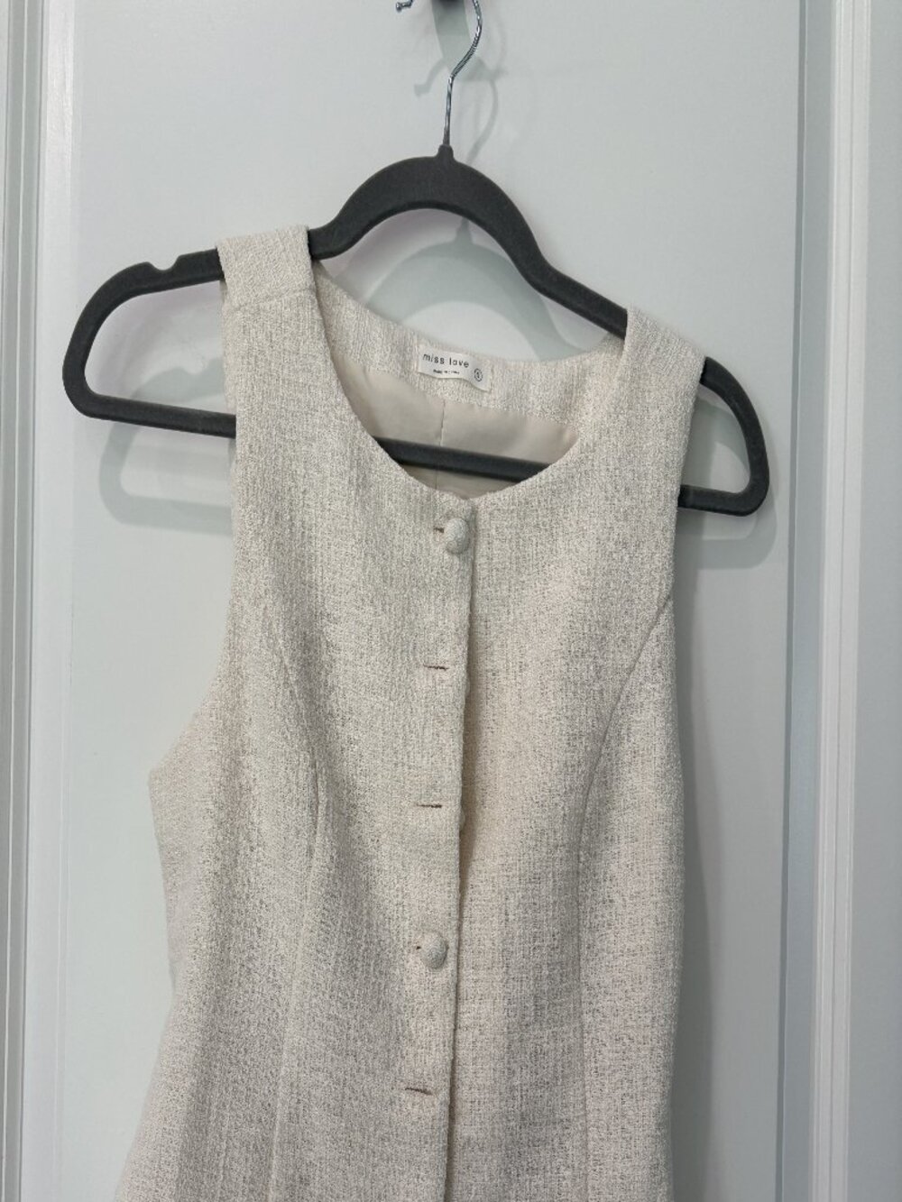 Miss Love - Cream Sleeveless Vest with Buttons